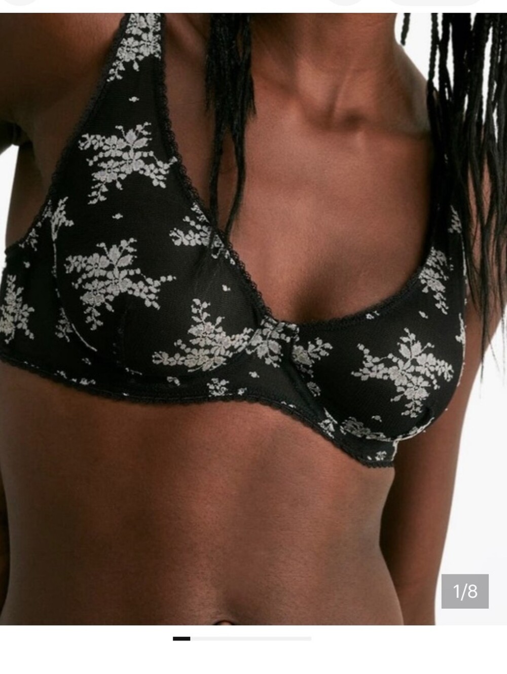Free People Talk About It Black Floral Mesh Underwire Bra